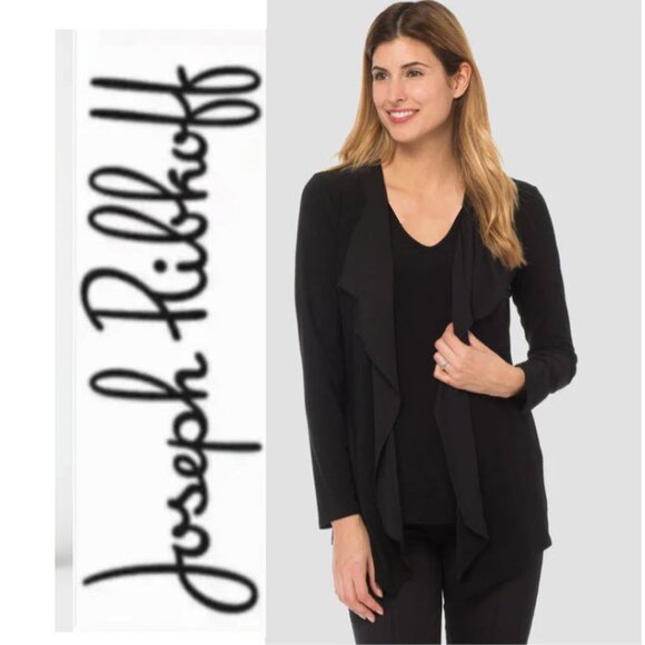 Joseph Ribkoff Black Waterfall Cardigan Sweater Size 14 - Picture 1 of 14